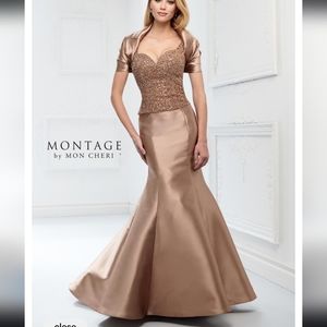 MONTAGE BY MON CHERI 218919. Size 20 Butterscotch. brand new with tag Unaltered